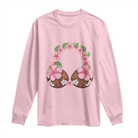 Hibiscus Flower Coconut Bra Long Sleeve Shirt Tropical Summer Graphic