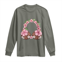 Hibiscus Flower Coconut Bra Long Sleeve Shirt Tropical Summer Graphic