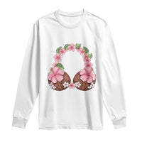 Hibiscus Flower Coconut Bra Long Sleeve Shirt Tropical Summer Graphic