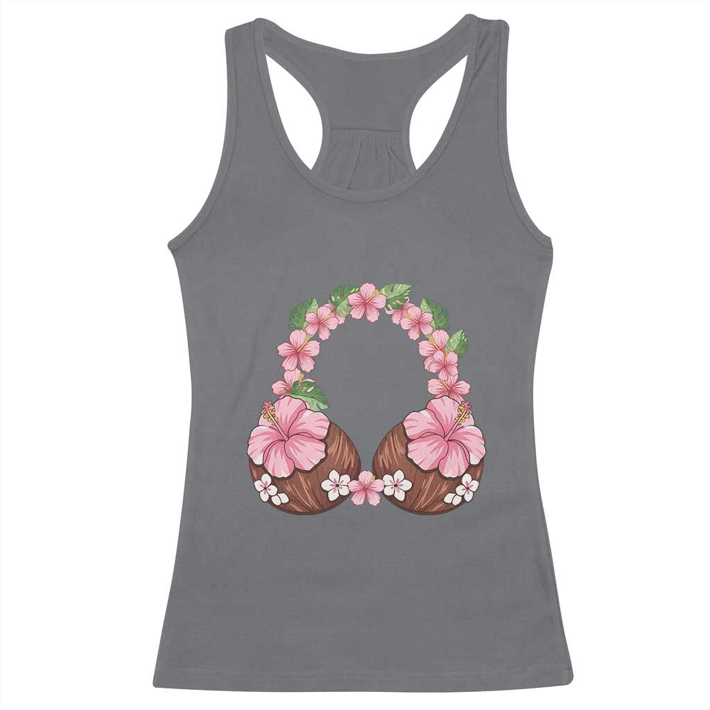 Hibiscus Flower Coconut Bra Racerback Tank Top Tropical Summer Graphic