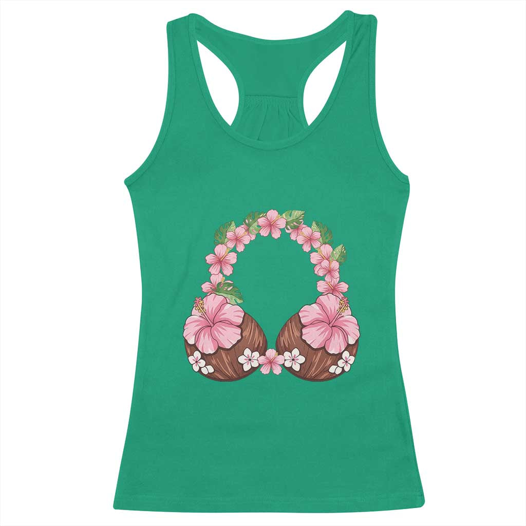 Hibiscus Flower Coconut Bra Racerback Tank Top Tropical Summer Graphic