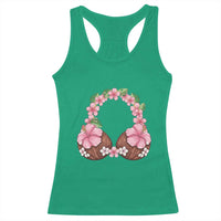 Hibiscus Flower Coconut Bra Racerback Tank Top Tropical Summer Graphic