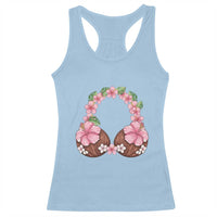 Hibiscus Flower Coconut Bra Racerback Tank Top Tropical Summer Graphic