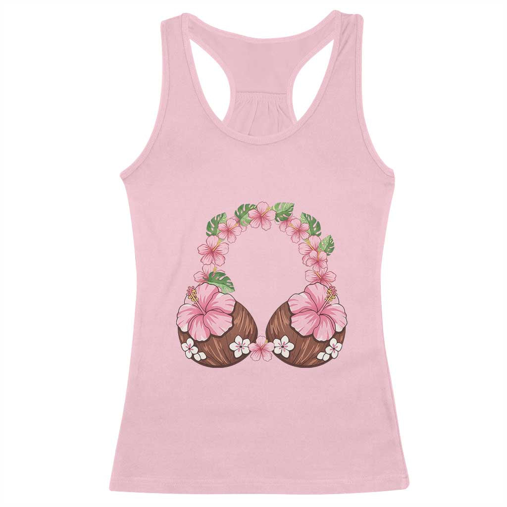 Hibiscus Flower Coconut Bra Racerback Tank Top Tropical Summer Graphic