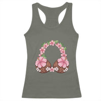 Hibiscus Flower Coconut Bra Racerback Tank Top Tropical Summer Graphic