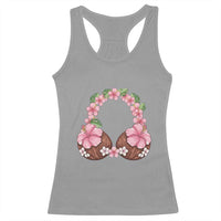 Hibiscus Flower Coconut Bra Racerback Tank Top Tropical Summer Graphic