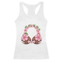 Hibiscus Flower Coconut Bra Racerback Tank Top Tropical Summer Graphic