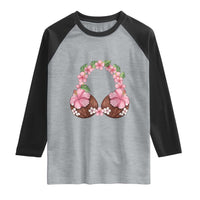 Hibiscus Flower Coconut Bra Raglan Shirt Tropical Summer Graphic