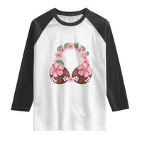 Hibiscus Flower Coconut Bra Raglan Shirt Tropical Summer Graphic
