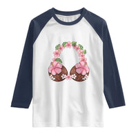 Hibiscus Flower Coconut Bra Raglan Shirt Tropical Summer Graphic