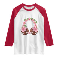 Hibiscus Flower Coconut Bra Raglan Shirt Tropical Summer Graphic