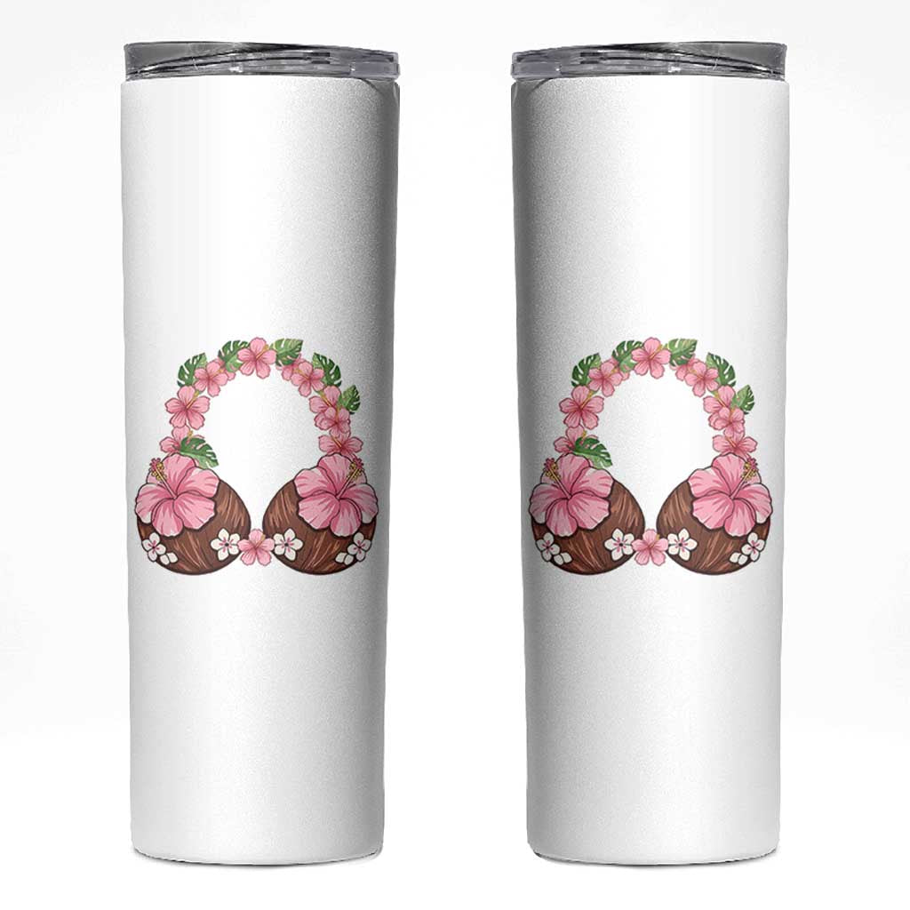 Hibiscus Flower Coconut Bra Skinny Tumbler Tropical Summer Graphic