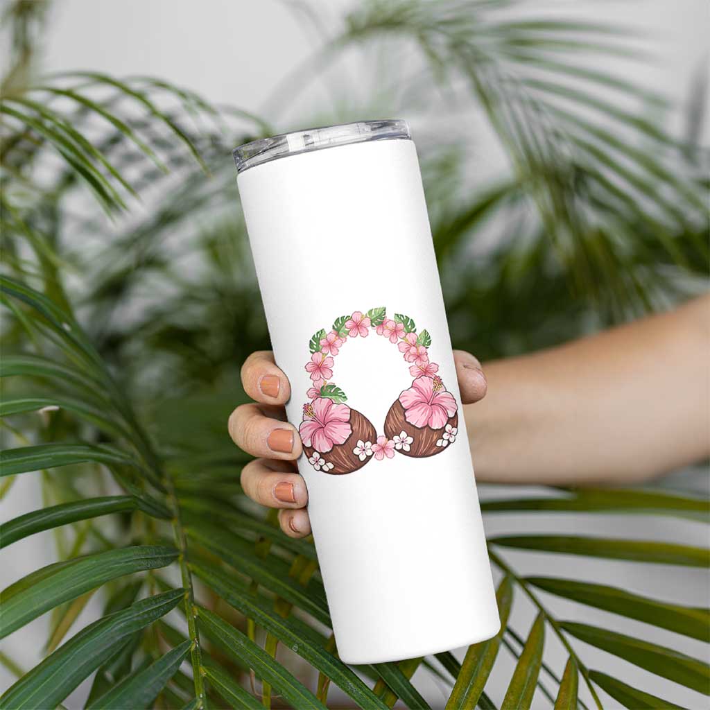 Hibiscus Flower Coconut Bra Skinny Tumbler Tropical Summer Graphic
