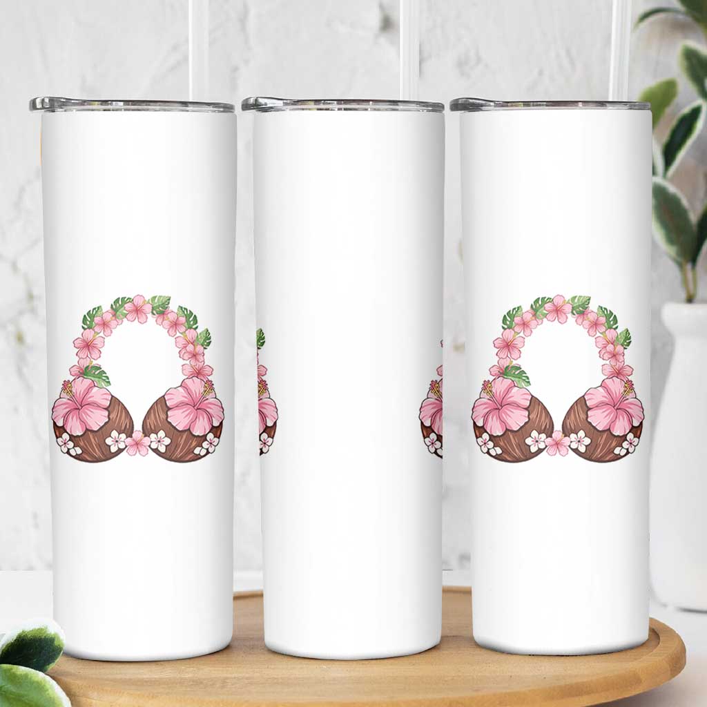 Hibiscus Flower Coconut Bra Skinny Tumbler Tropical Summer Graphic