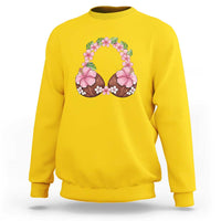 Hibiscus Flower Coconut Bra Sweatshirt Tropical Summer Graphic