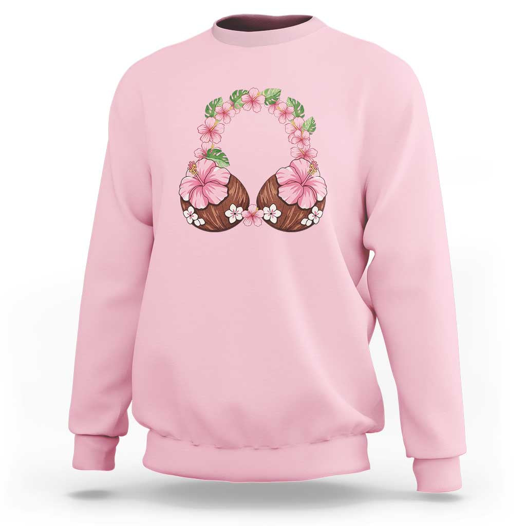 Hibiscus Flower Coconut Bra Sweatshirt Tropical Summer Graphic