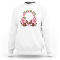 Hibiscus Flower Coconut Bra Sweatshirt Tropical Summer Graphic