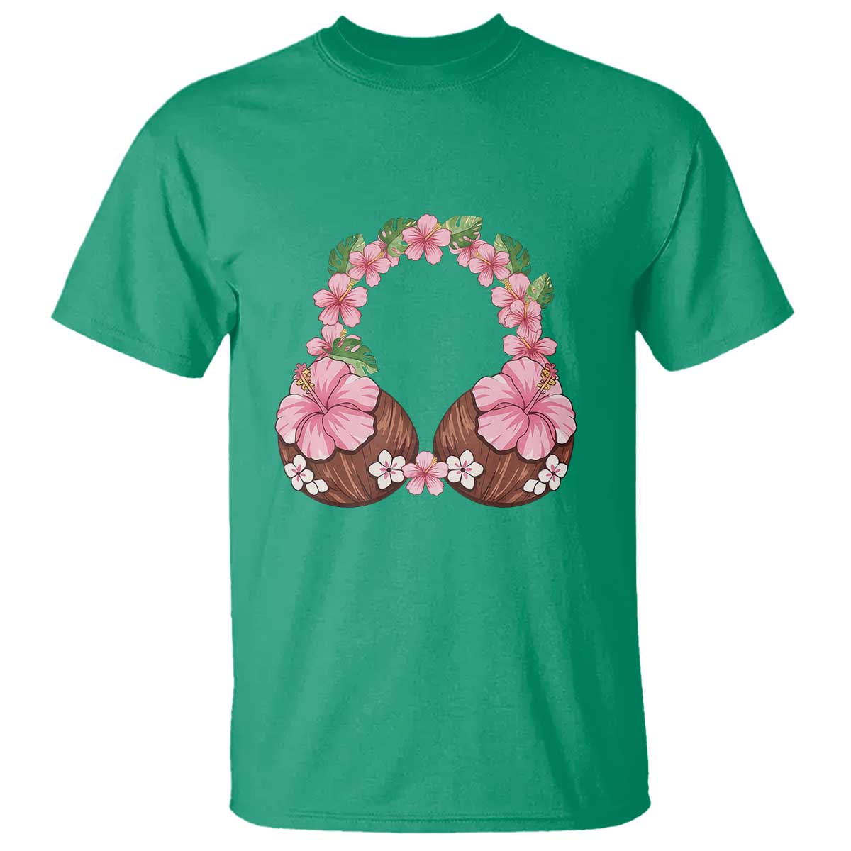 Hibiscus Flower Coconut Bra T Shirt Tropical Summer Graphic