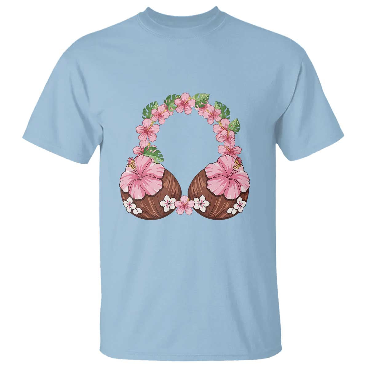 Hibiscus Flower Coconut Bra T Shirt Tropical Summer Graphic