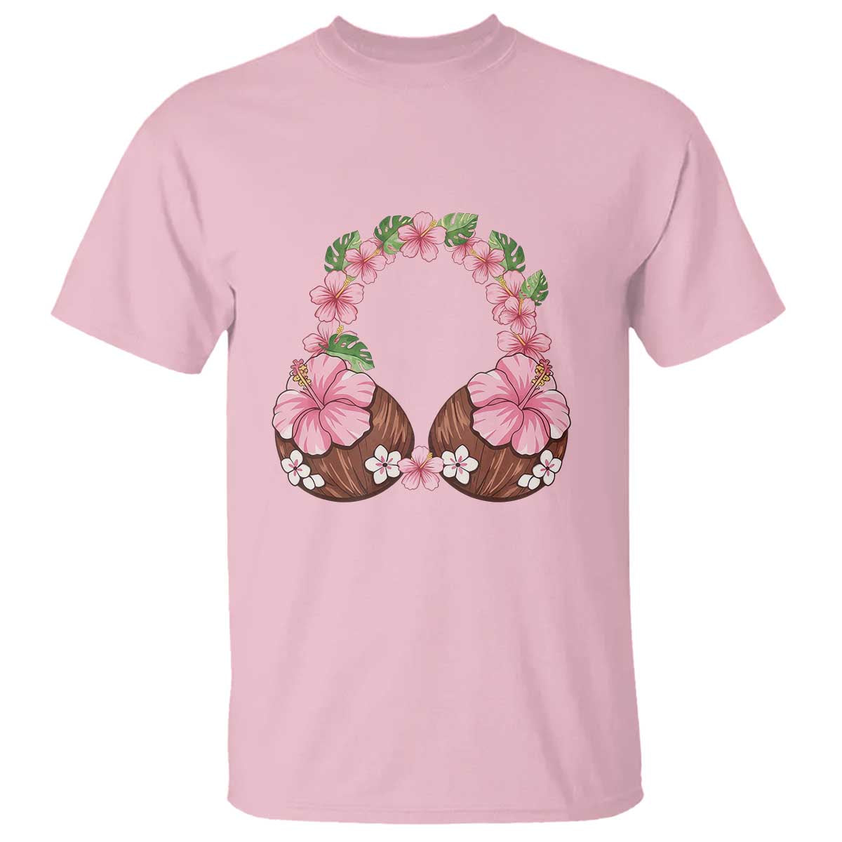 Hibiscus Flower Coconut Bra T Shirt Tropical Summer Graphic