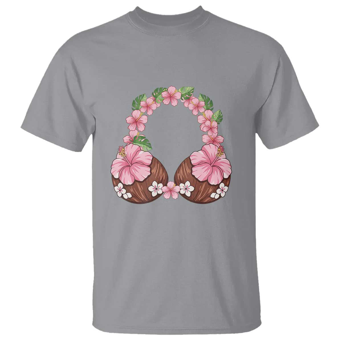 Hibiscus Flower Coconut Bra T Shirt Tropical Summer Graphic