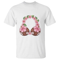 Hibiscus Flower Coconut Bra T Shirt Tropical Summer Graphic