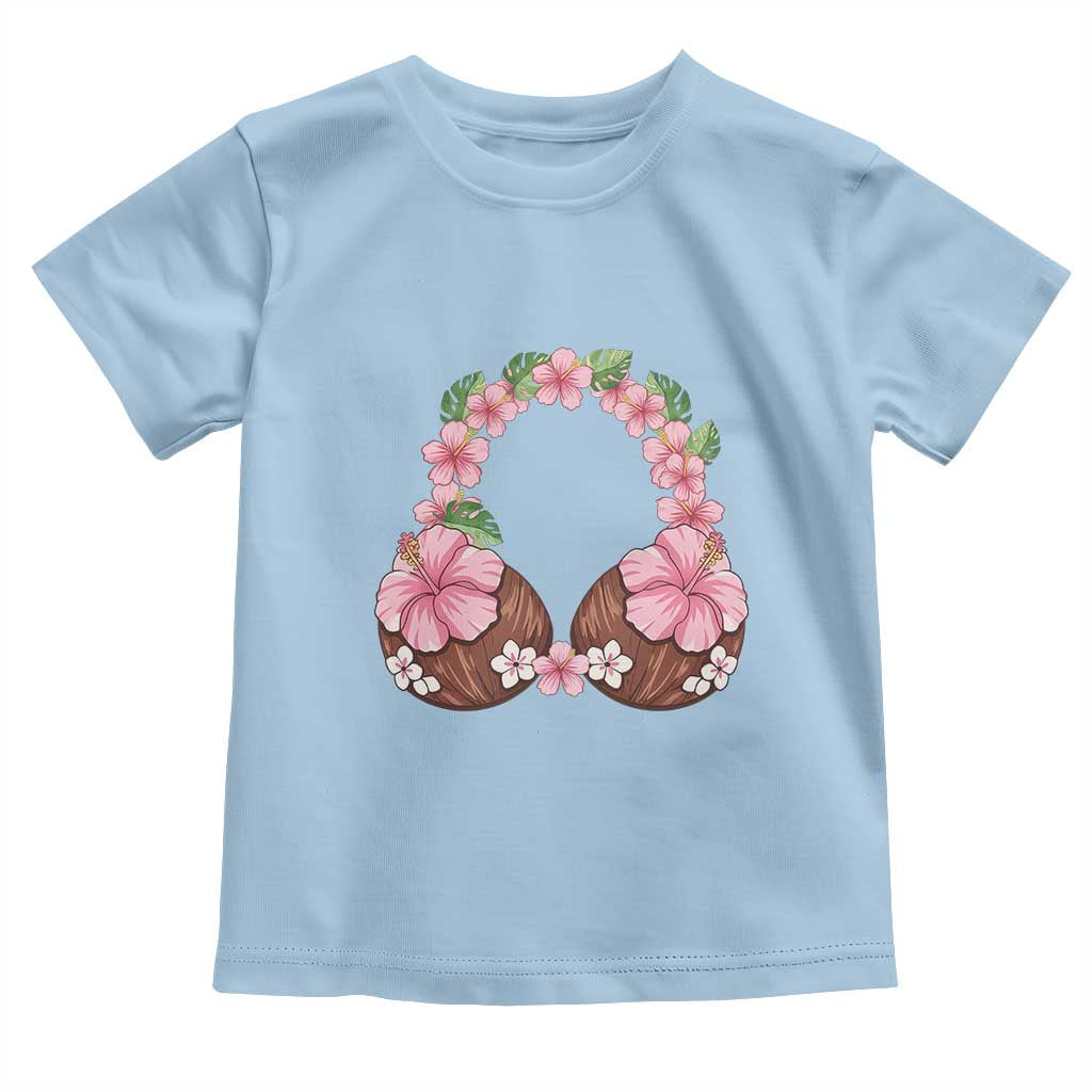 Hibiscus Flower Coconut Bra Toddler T Shirt Tropical Summer Graphic