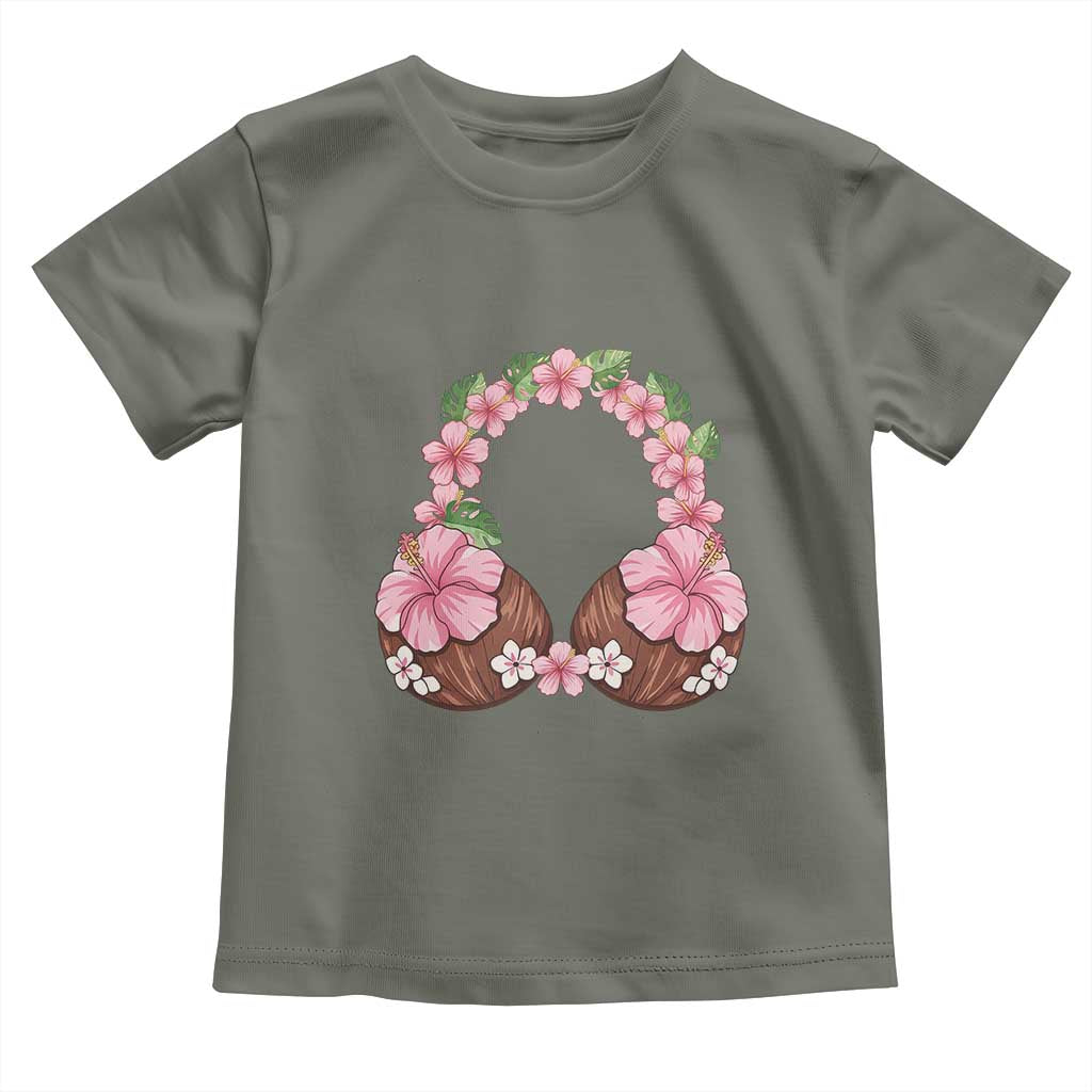 Hibiscus Flower Coconut Bra Toddler T Shirt Tropical Summer Graphic