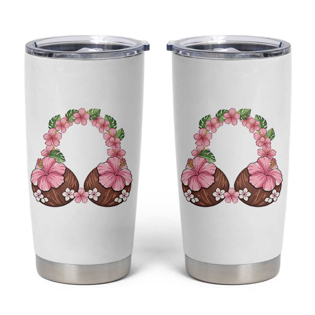 Hibiscus Flower Coconut Bra Tumbler Cup Tropical Summer Graphic