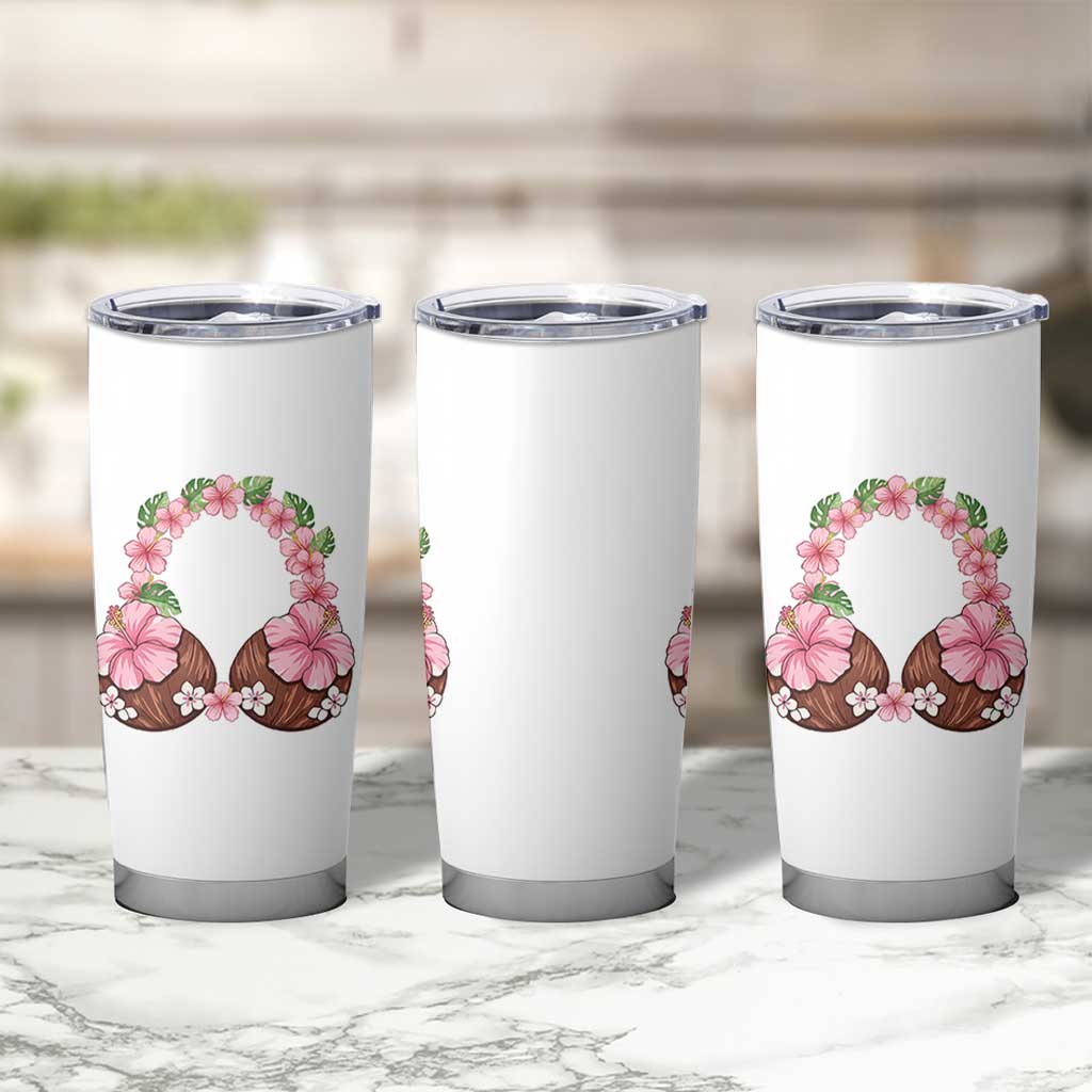 Hibiscus Flower Coconut Bra Tumbler Cup Tropical Summer Graphic