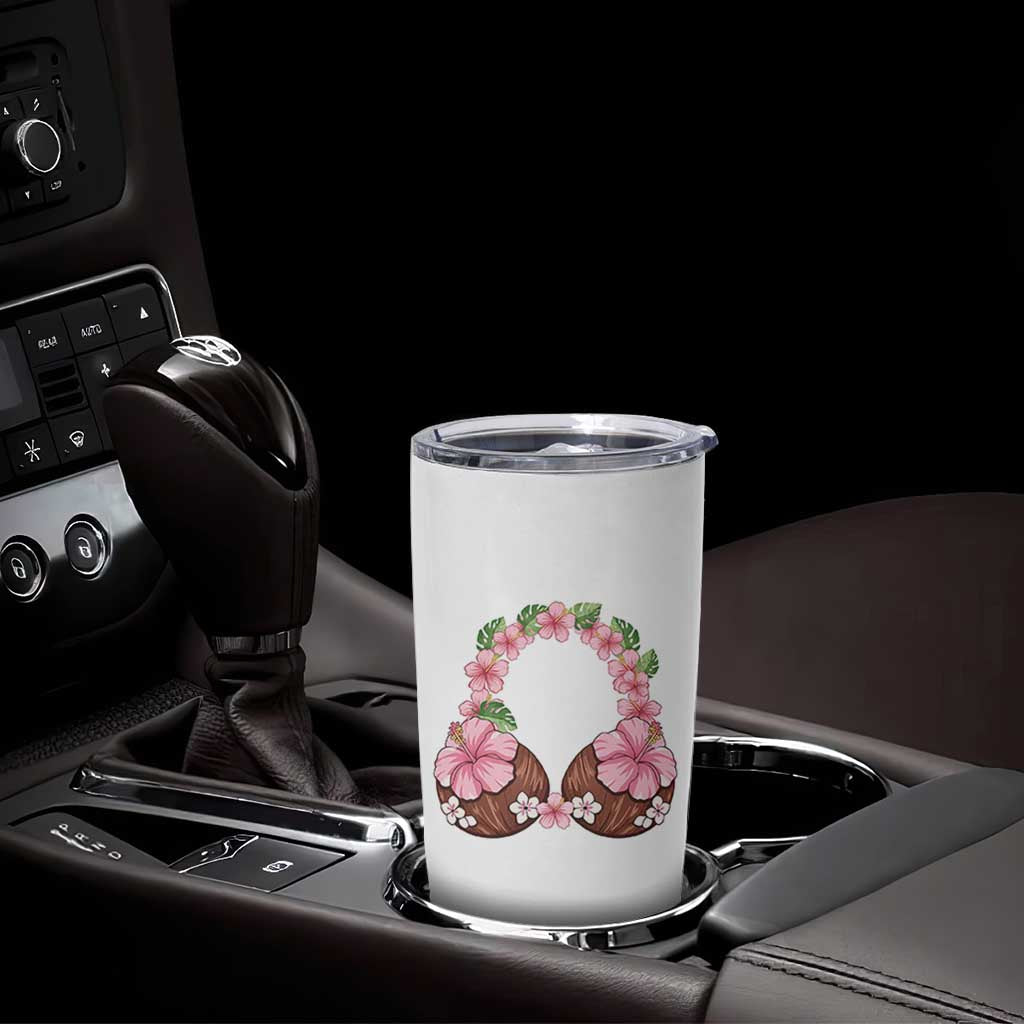 Hibiscus Flower Coconut Bra Tumbler Cup Tropical Summer Graphic
