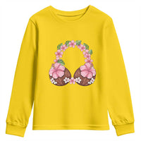 Hibiscus Flower Coconut Bra Youth Sweatshirt Tropical Summer Graphic