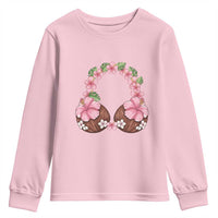 Hibiscus Flower Coconut Bra Youth Sweatshirt Tropical Summer Graphic