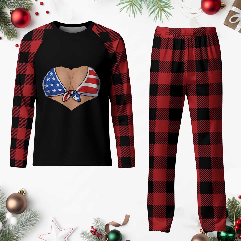 American Flag Bikini Plaid Pajama Set Patriotic Summer Vacation Gift