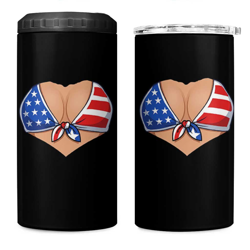 American Flag Bikini 4 in 1 Can Cooler Tumbler Patriotic Summer Vacation Gift
