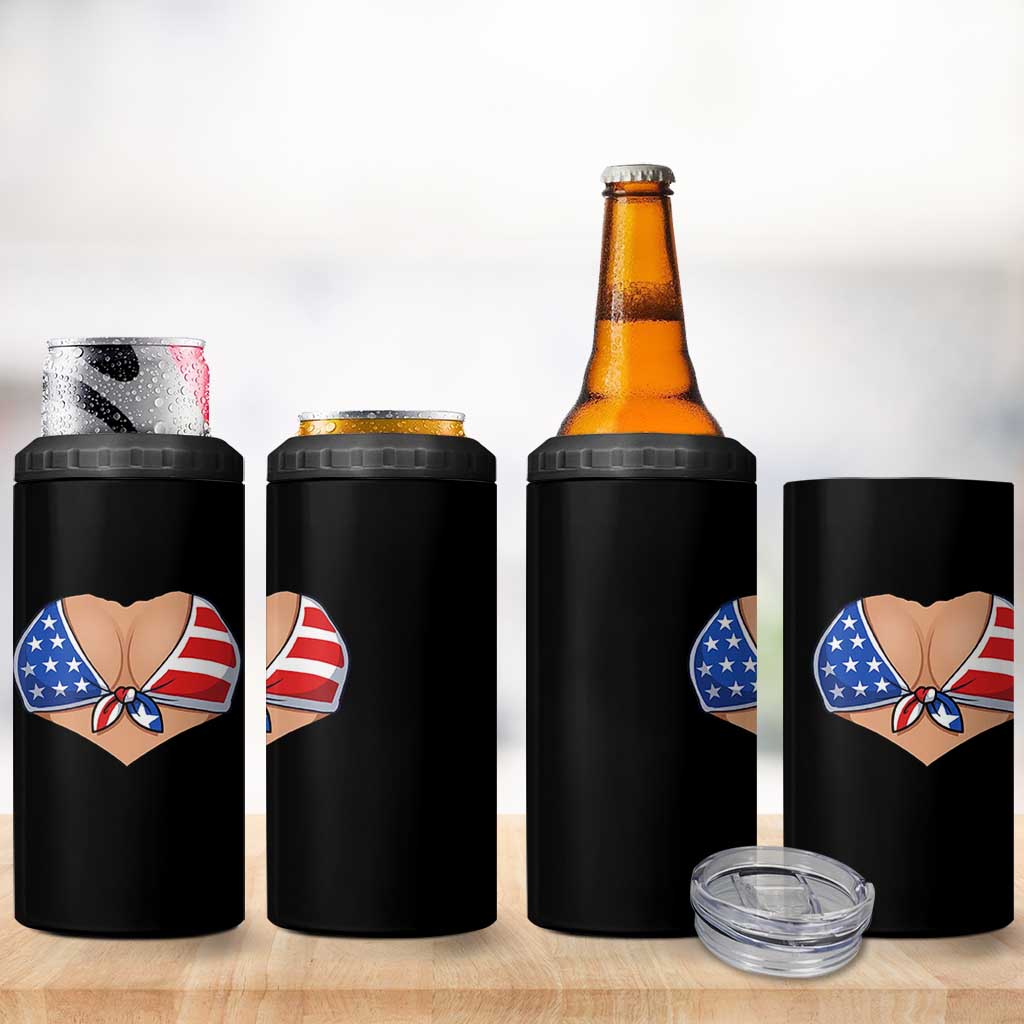 American Flag Bikini 4 in 1 Can Cooler Tumbler Patriotic Summer Vacation Gift