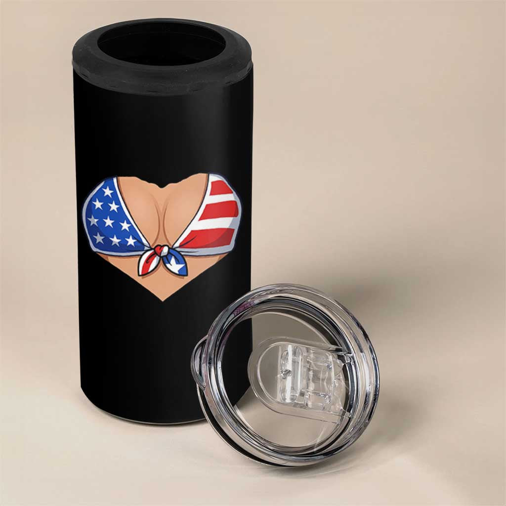 American Flag Bikini 4 in 1 Can Cooler Tumbler Patriotic Summer Vacation Gift