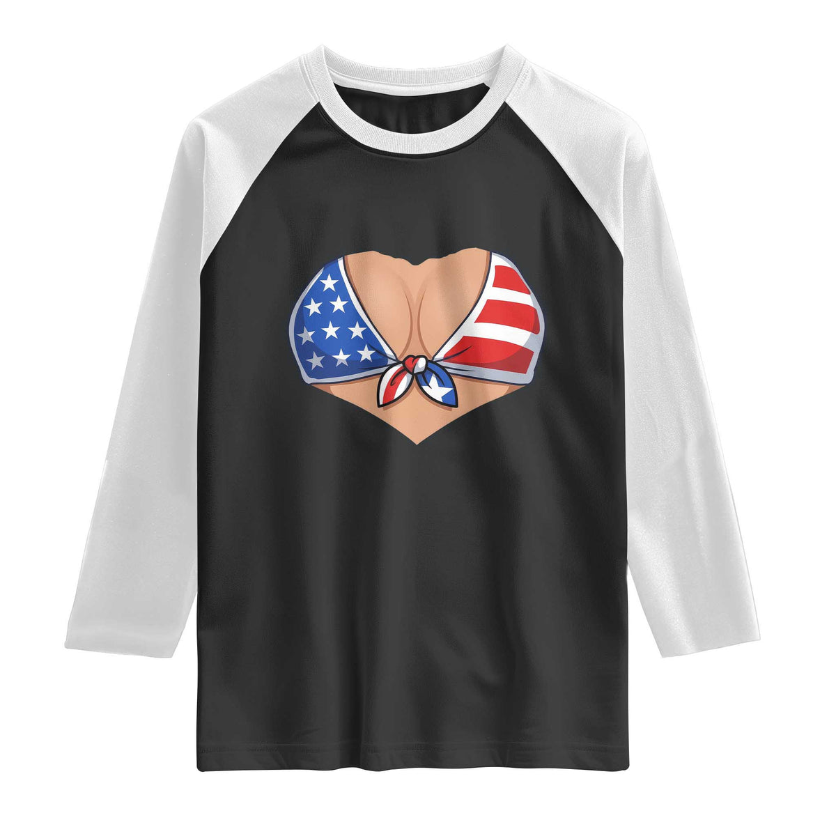 American Flag Bikini Raglan Shirt Patriotic Summer Vacation Gift
