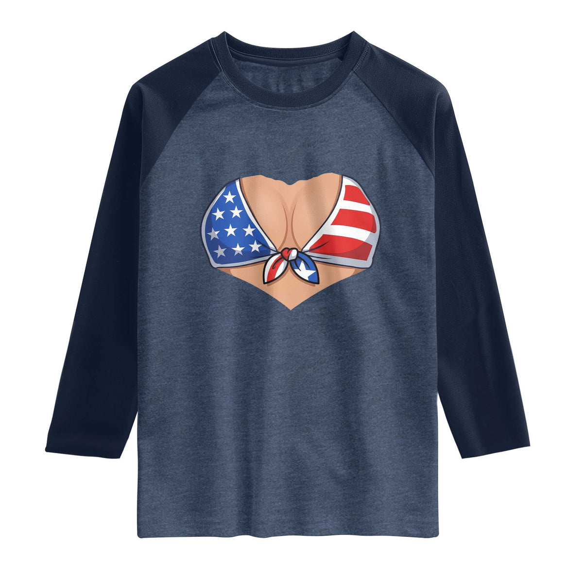 American Flag Bikini Raglan Shirt Patriotic Summer Vacation Gift