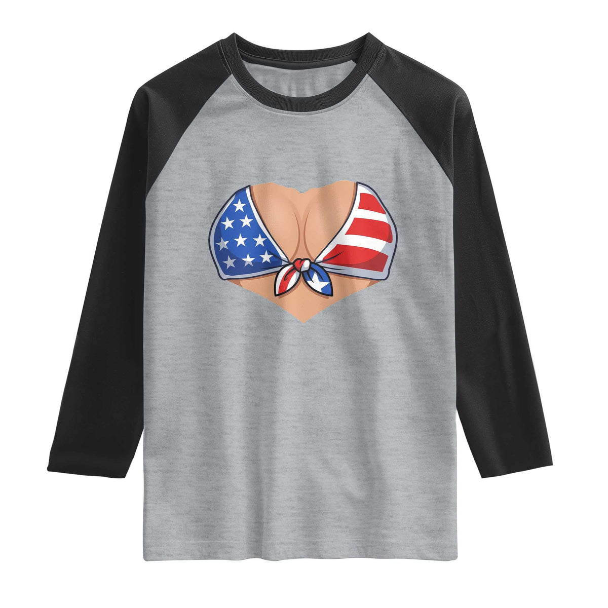 American Flag Bikini Raglan Shirt Patriotic Summer Vacation Gift
