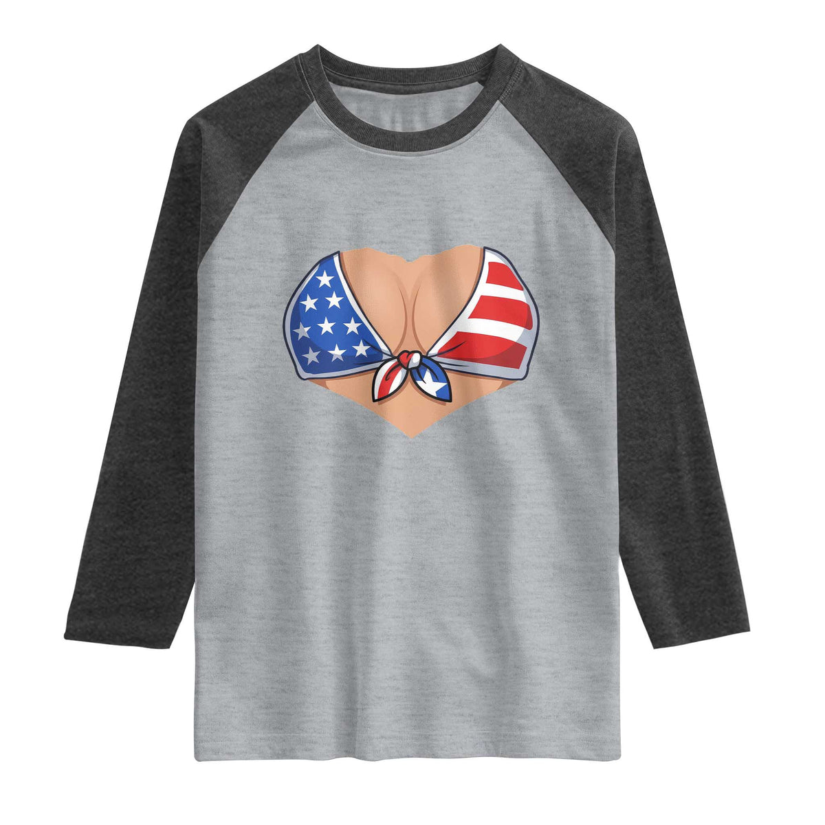 American Flag Bikini Raglan Shirt Patriotic Summer Vacation Gift