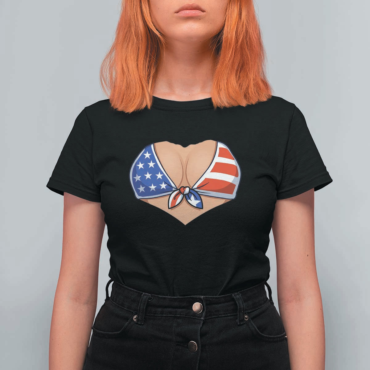 American Flag Bikini T Shirt For Women Patriotic Summer Vacation Gift