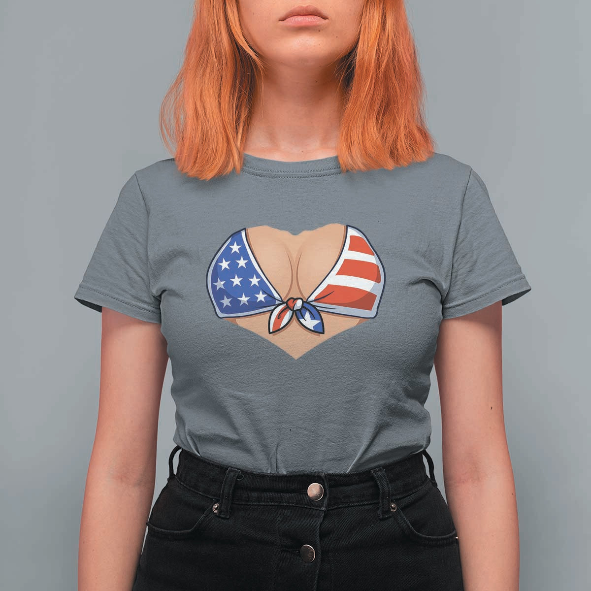 American Flag Bikini T Shirt For Women Patriotic Summer Vacation Gift