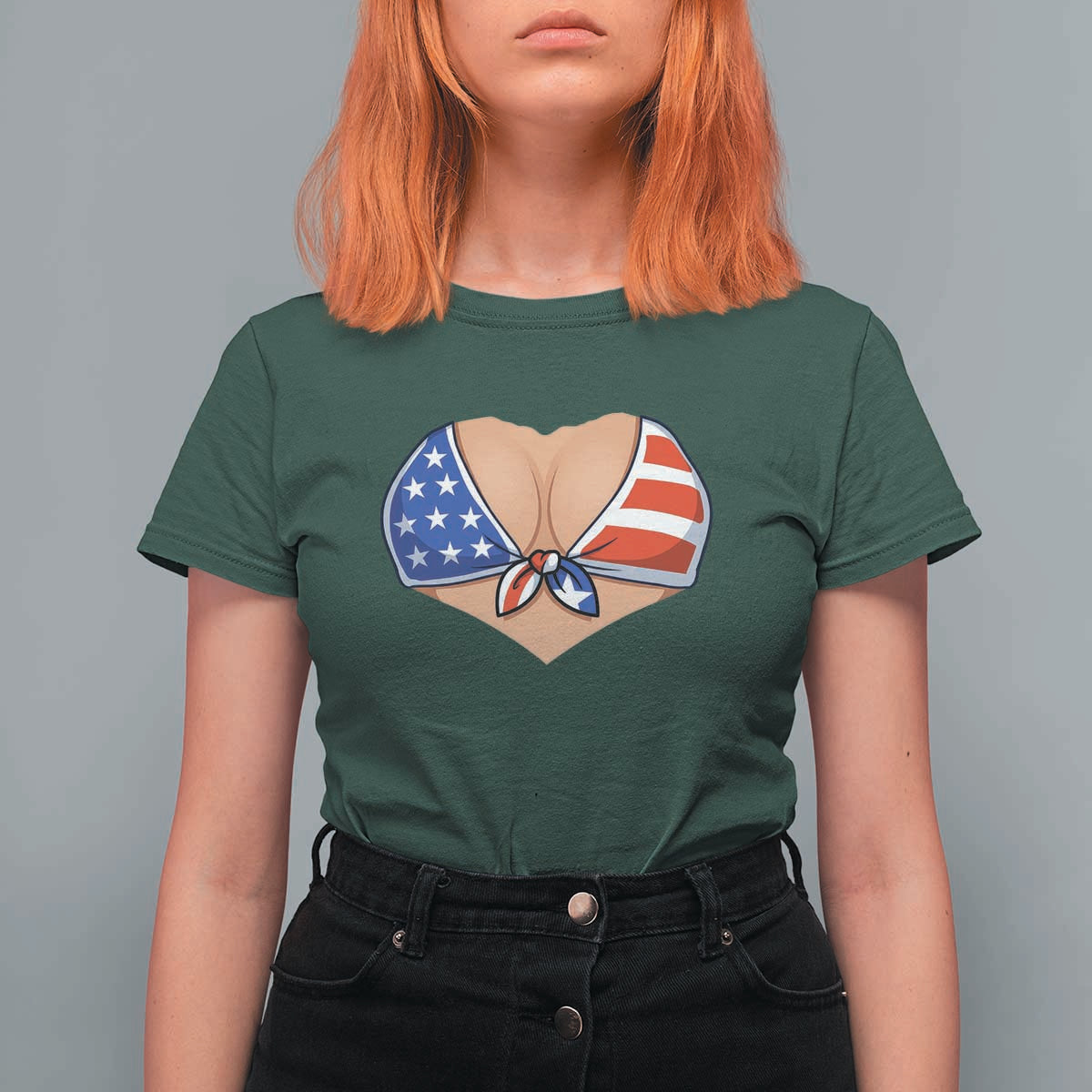 American Flag Bikini T Shirt For Women Patriotic Summer Vacation Gift