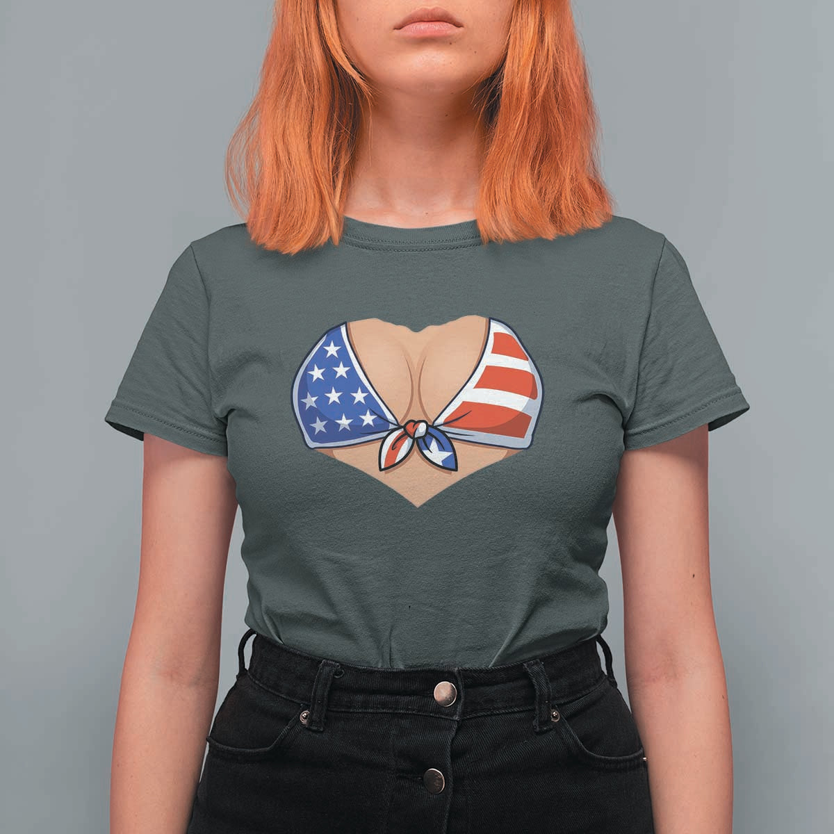 American Flag Bikini T Shirt For Women Patriotic Summer Vacation Gift