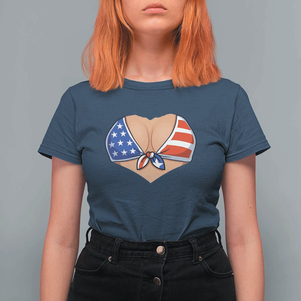 American Flag Bikini T Shirt For Women Patriotic Summer Vacation Gift