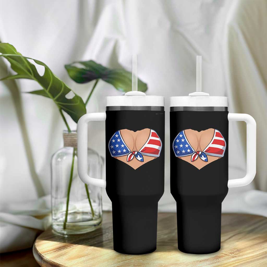 American Flag Bikini Tumbler With Handle Patriotic Summer Vacation Gift