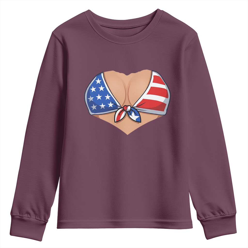 American Flag Bikini Youth Sweatshirt Patriotic Summer Vacation Gift