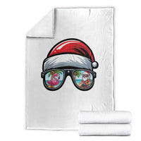 Funny Santa Sunglasses Throw Blanket Beach Christmas Vacation Graphic