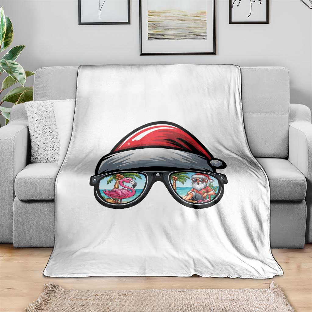 Funny Santa Sunglasses Throw Blanket Beach Christmas Vacation Graphic